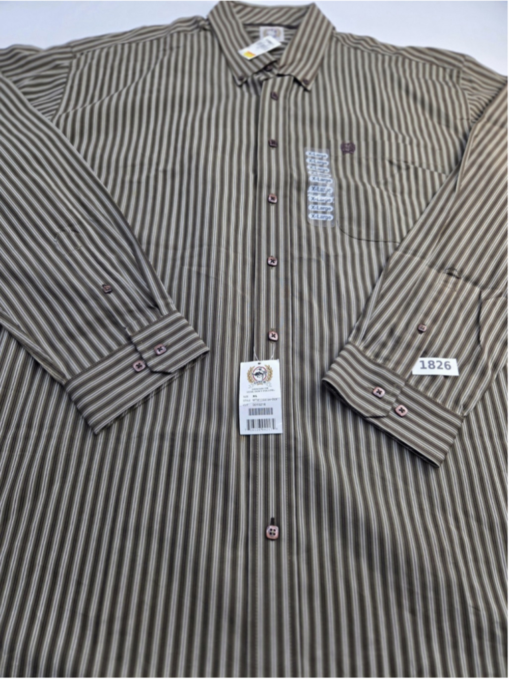 Cinch Men’s XL Striped Long Sleeve Button Down Western Shirt Olive NWT #1826